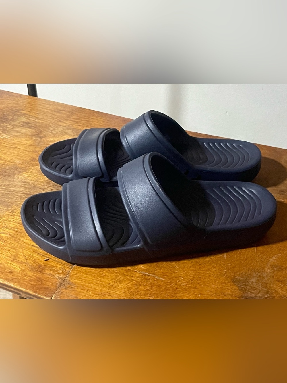 Made in USA Men's Two-Strap Slide Sandals in Navy